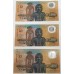 AUSTRALIA 1988 . TEN 10 DOLLARS BANKNOTE . FRASER/JOHNSTON . CONSECUTIVE TRIO . LAST PREFIX AB33